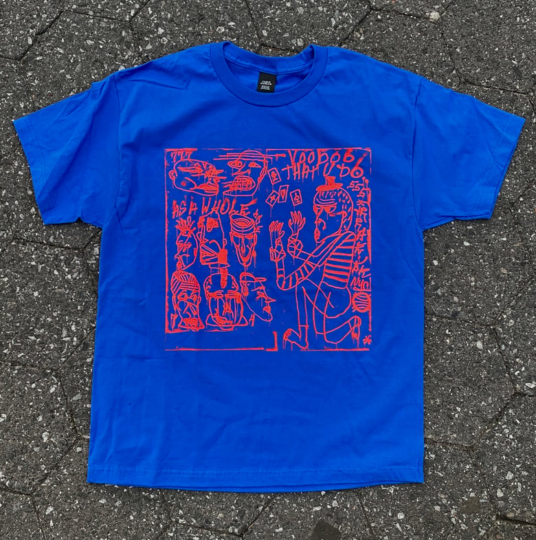 Image of RAE BK • VODOO • BLUE/RED • T-SHIRT