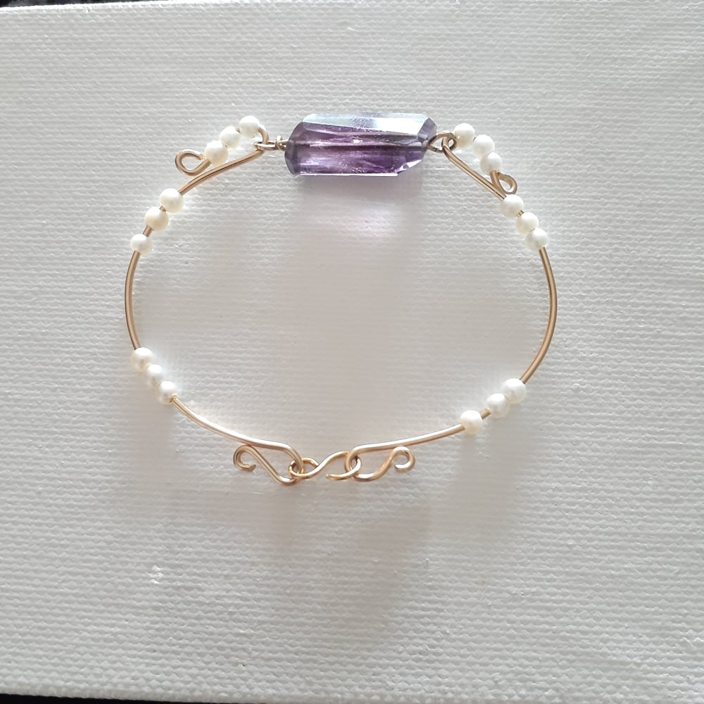 Image of Brilliant Amethyst and Pearl Bracelet 