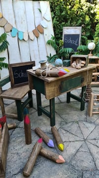 Image 2 of Wooden set desk   *GREEN