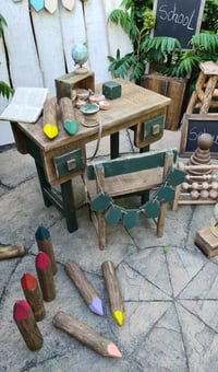 Image 4 of Wooden set desk   *GREEN