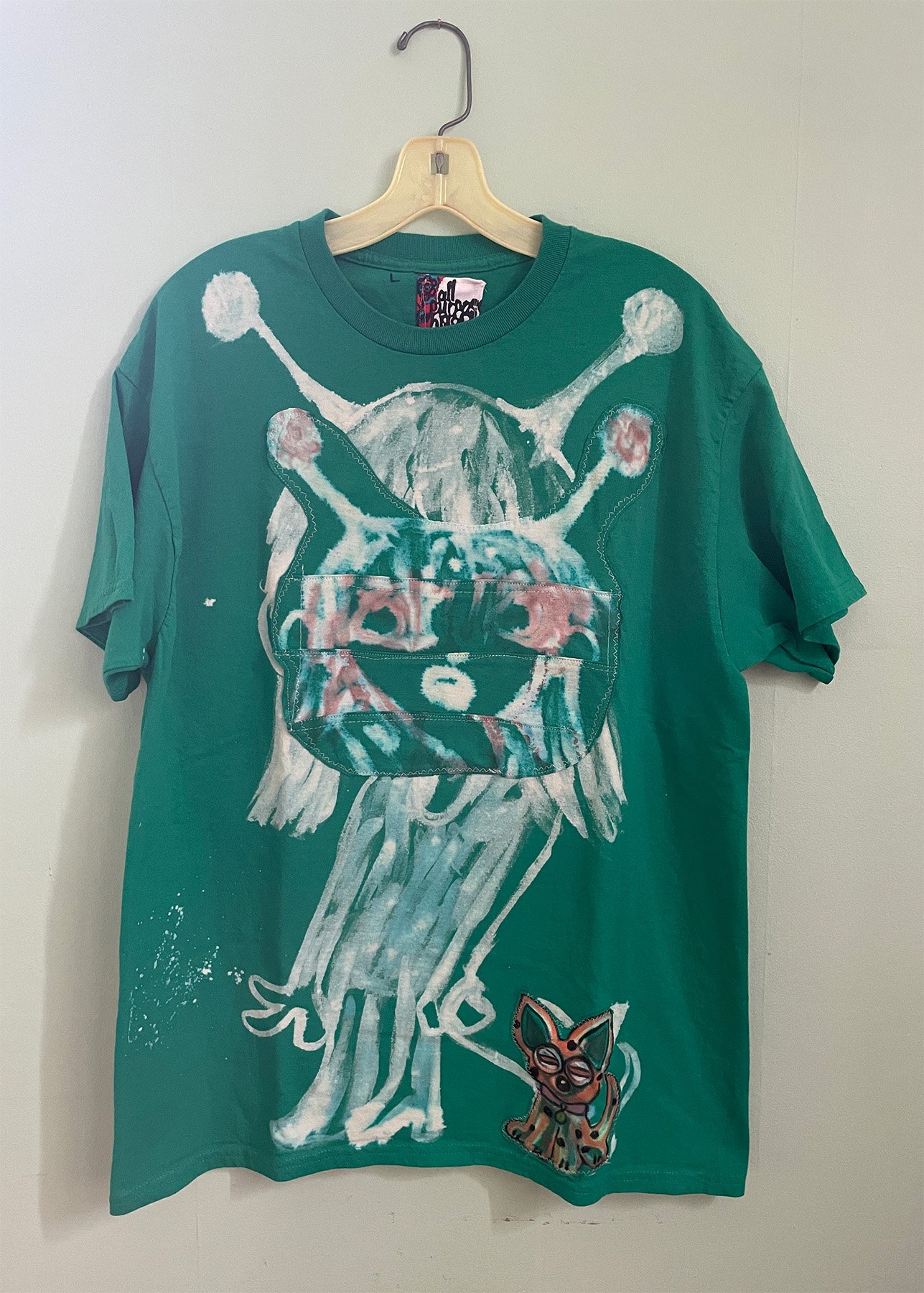Green Shirt with Spotted Dog - Large