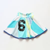 Image 1 of 6th sixth six 6 courtneycourtney comfy twirly twirl skirt birthday bday turquoise patchwork 