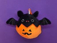 Image 1 of Emily Bat in Pumpkin custom squish clip 3.5"