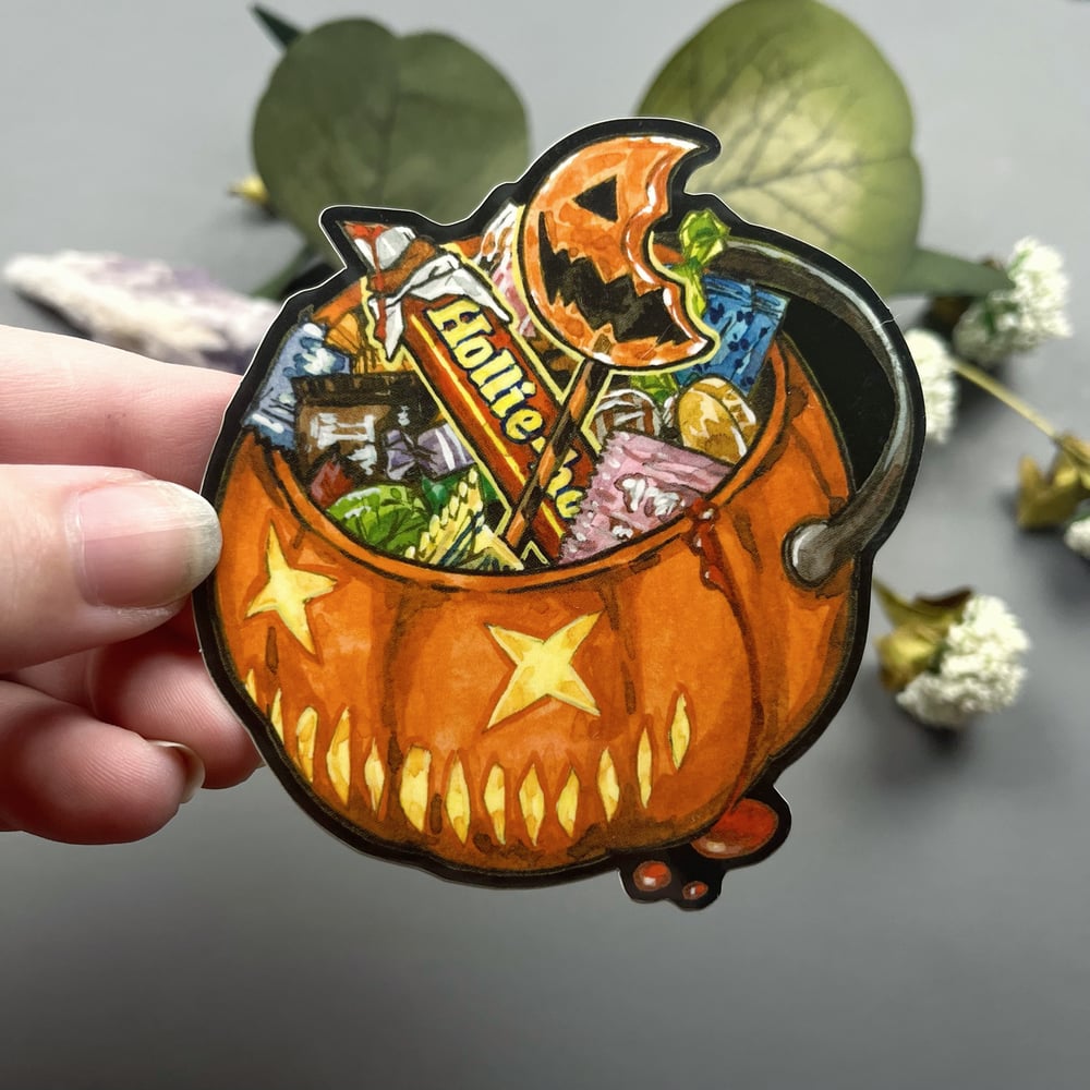 Halloween Treat Bucket Vinyl Sticker