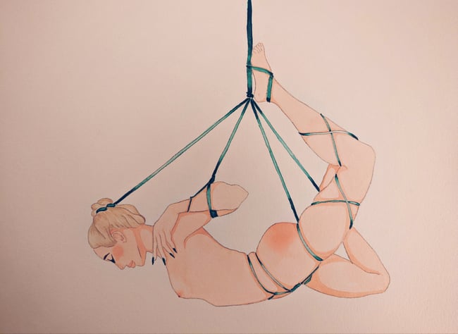 Addison Shibari Watercolor (framed)