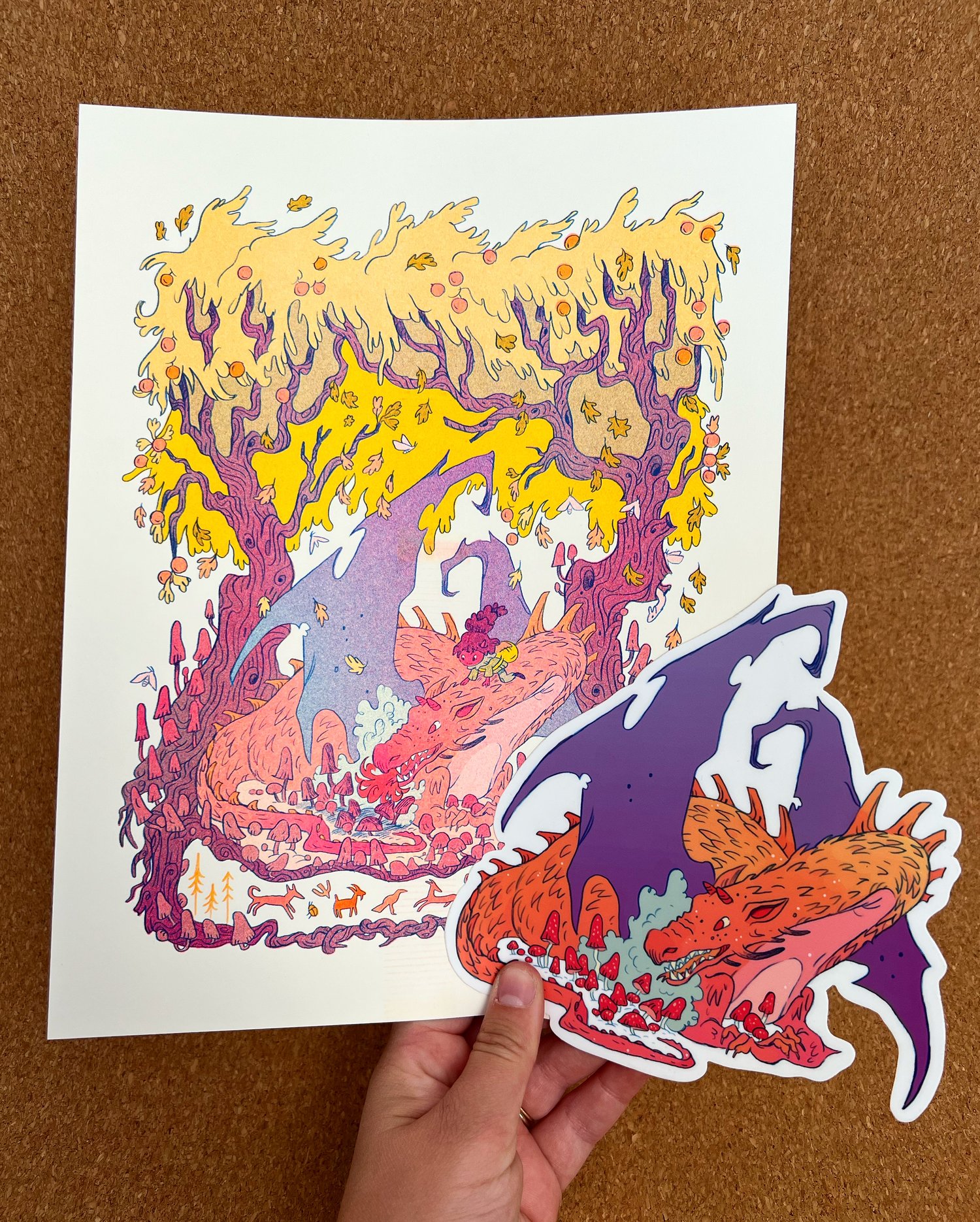 Fall Dragon Large Sticker