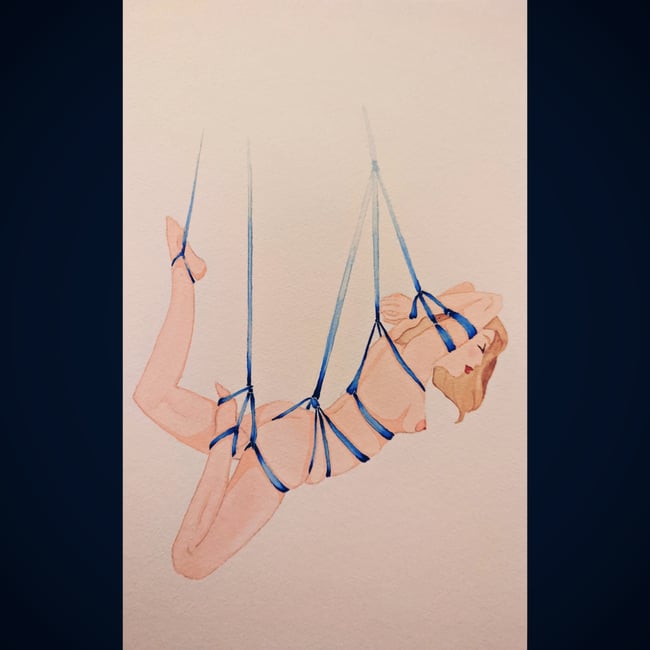 Skyler Shibari Watercolor (framed)