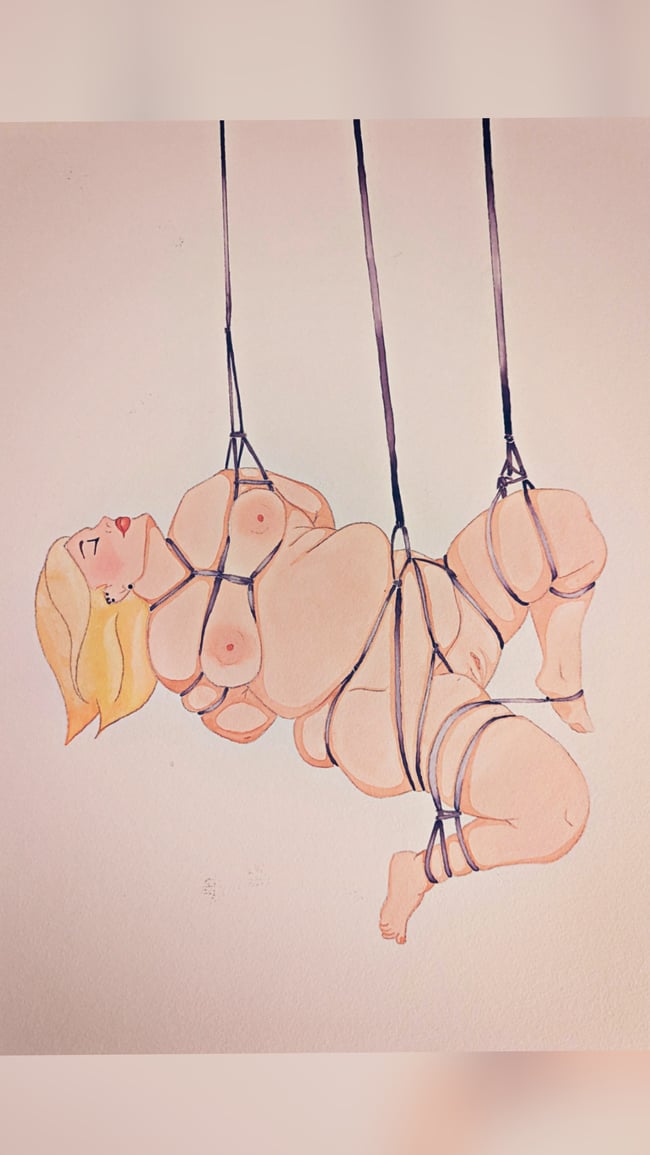 Cleo Shibari Watercolor (framed)