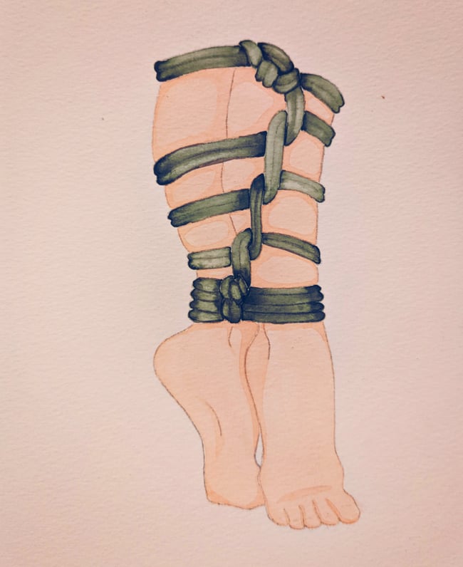 Capri  Shibari Feet Watercolor (framed)