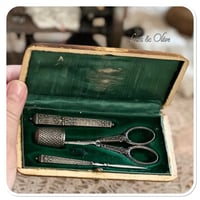 Image 6 of French Antique Necessaire Sewing Set, in a Box, 4 pieces beautiful details