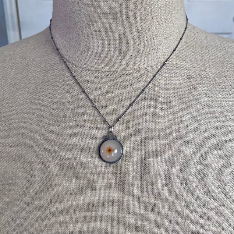 Sterling Silver Floral Dendritic Agate Necklace Image 3