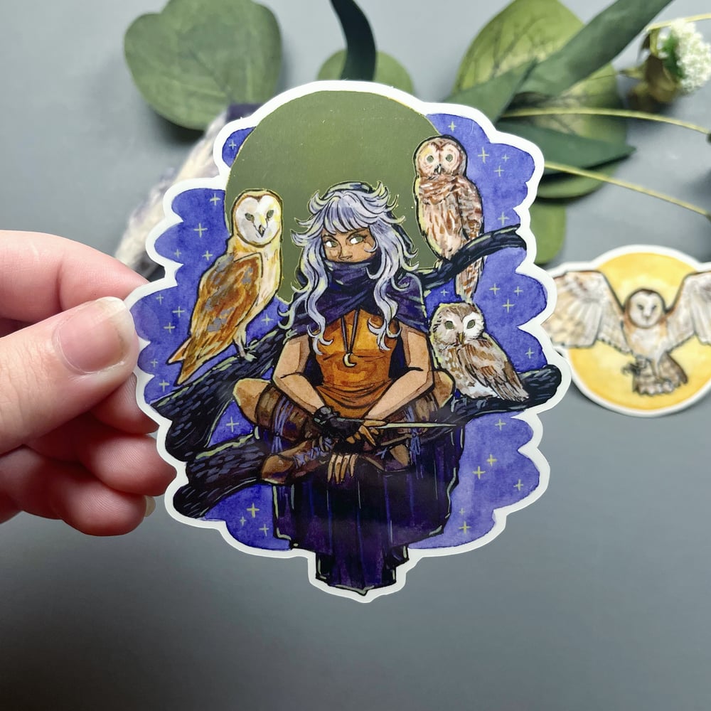 Owl Familiar Witch Vinyl Sticker Duo