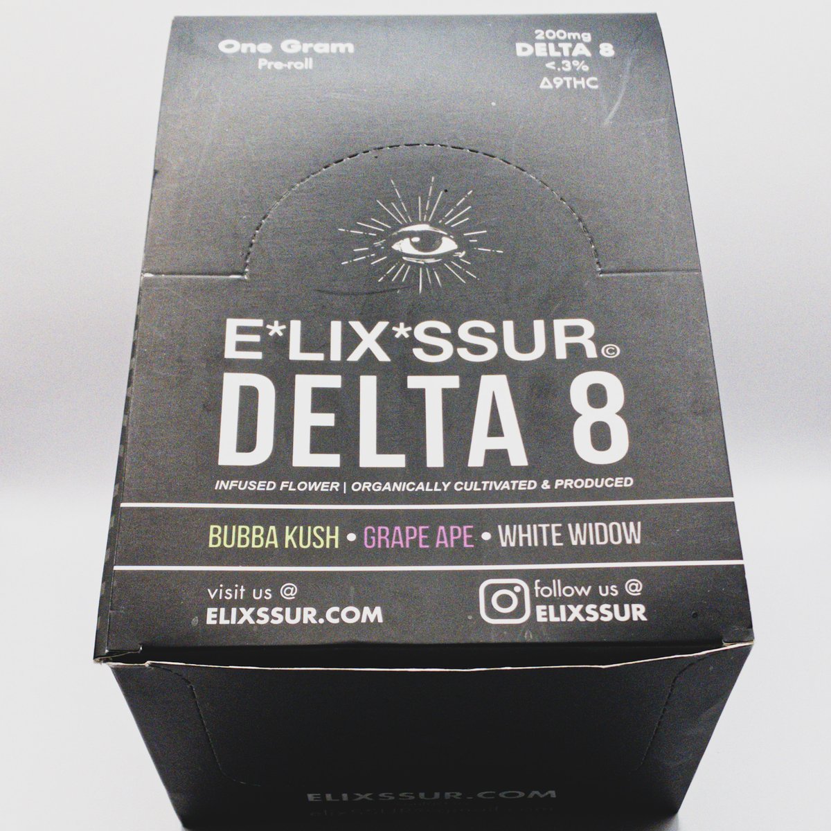Image of ELIXSSUR [VARIOUS STRAINS]  DELTA 8 INFUSED PREMIUM CBD FLOWER PRE-ROLLS 