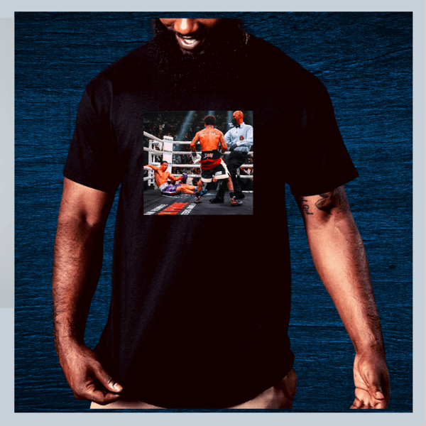 Image of "Gervonte "Tank" Davis KO Roland "Rolly" Romero 2022 " Black T-Shirt