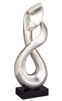 Image 1 of High Silver Finish Modern Sculpture 6.5"D x 10.25"W x 26.25"H