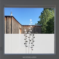 Image 1 of Milchglasfolie Fenster mit Blumen, Glasdekorfolie Sichtschutz floral