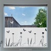 Sichtschutz für Fenster mit Blumen und Schmetterlingen