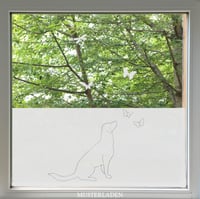 Image 1 of Fensterfolie mit Motiv Hund mit Schmetterlingen