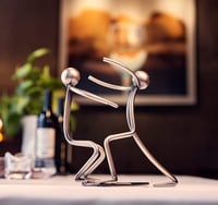 Image 3 of Metallic Silver Wine Bottle Holder .7.1" x 4.3" x 7.9"H.