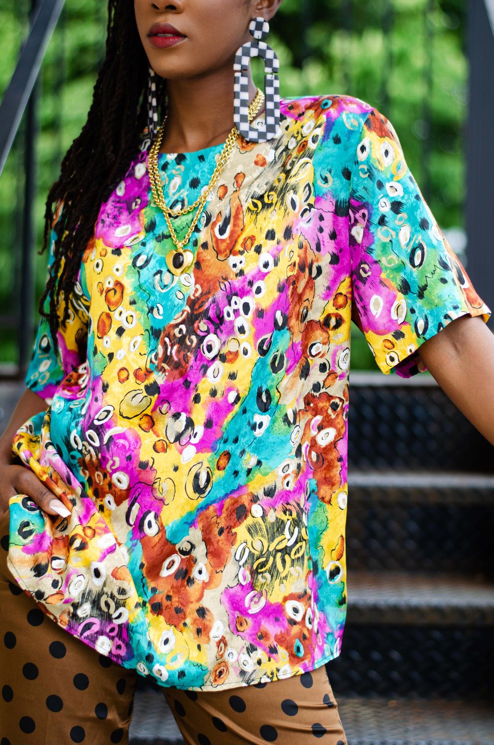 Image of Vintage Chika Paint Splash Leopard Print Top