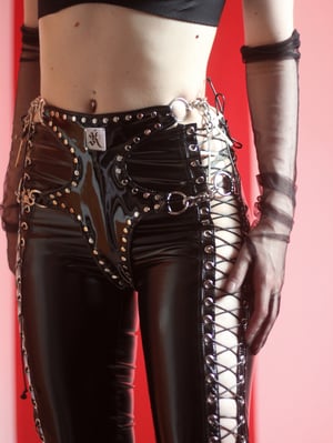 Image of Kultchen chained thong pants in black PVC (Size S)