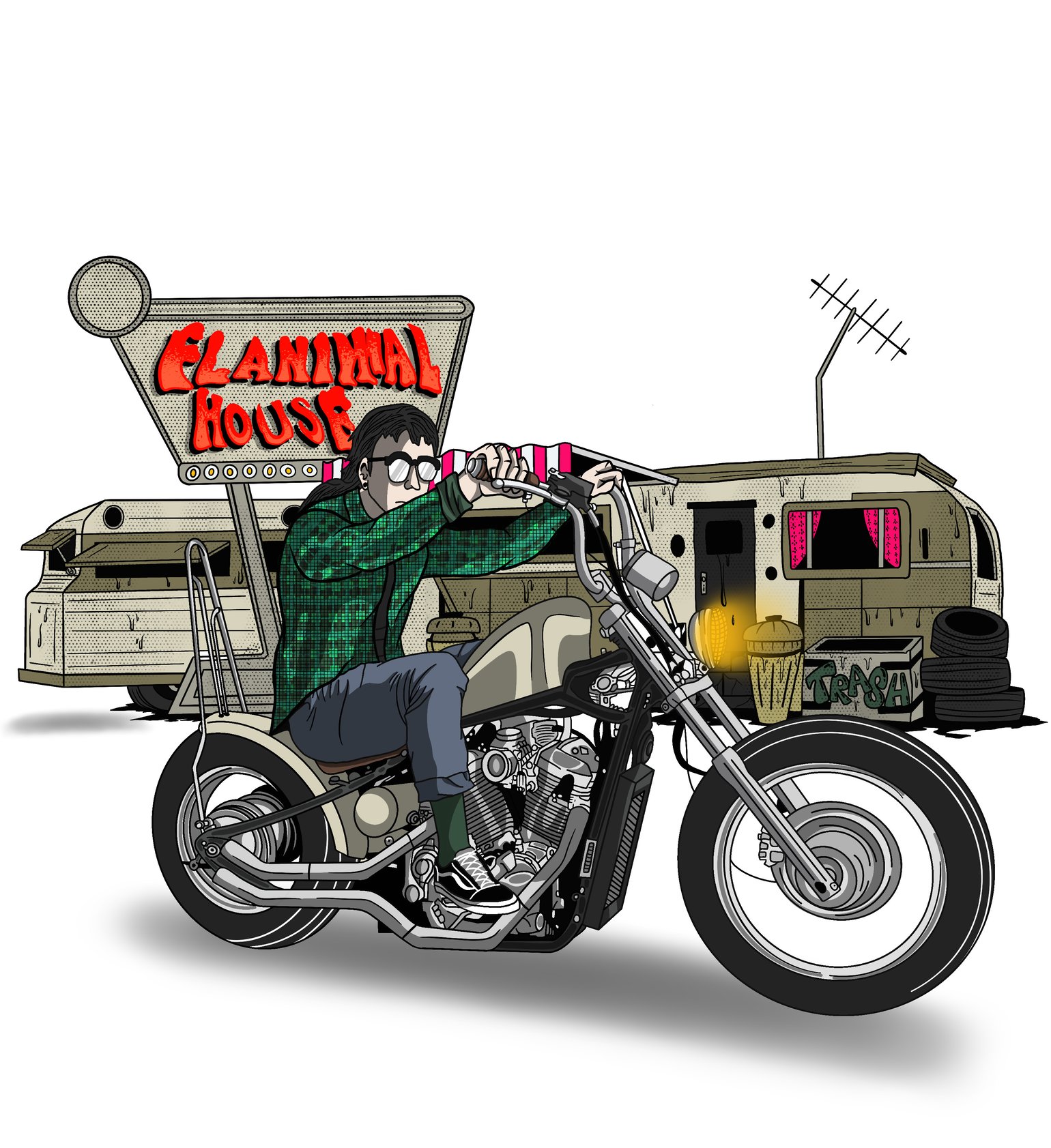 Image of FLANIMAL HOUSE DIE CUT STICKER