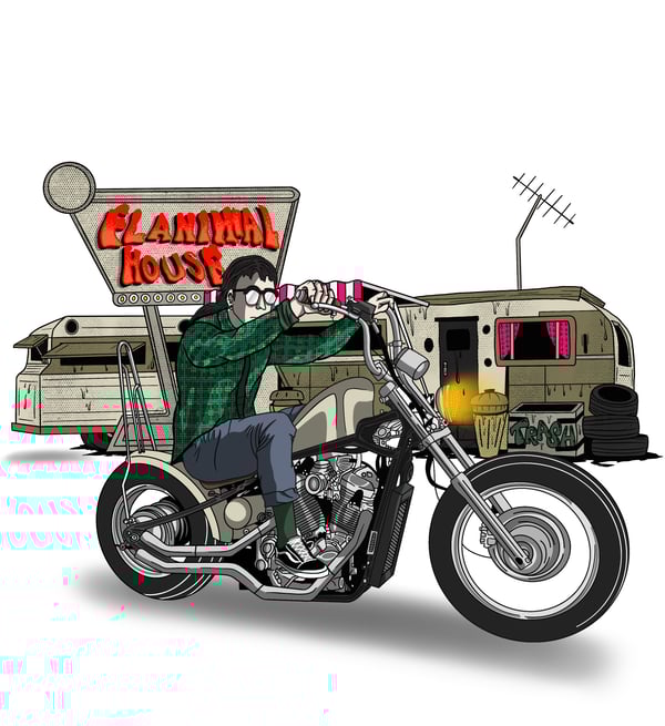 Image of FLANIMAL HOUSE DIE CUT STICKER