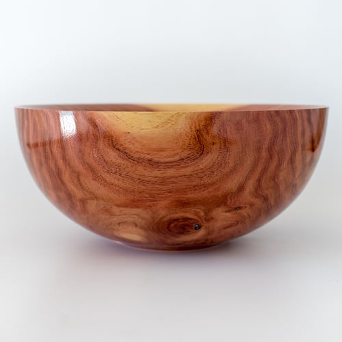 Image of Acacia Wood Bowl with Turquoise Inlay