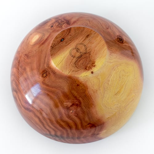 Image of Acacia Wood Bowl with Turquoise Inlay