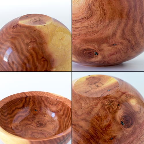 Image of Acacia Wood Bowl with Turquoise Inlay