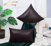 Image 5 of Brown Faux Leather Pillow Covers