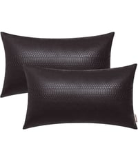 Image 2 of Brown Faux Leather Pillow Covers