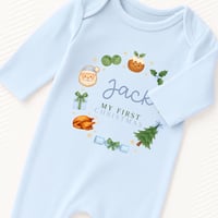  Christmas Dinner Babygrow- Blue