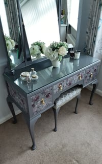Image 4 of Queen Anne style Dressing Table Mirrors & Stool.