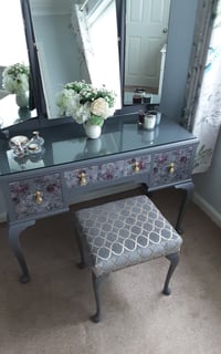 Image 5 of Queen Anne style Dressing Table Mirrors & Stool.