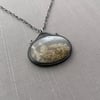 Sterling Silver Oval Moss Agate Necklace