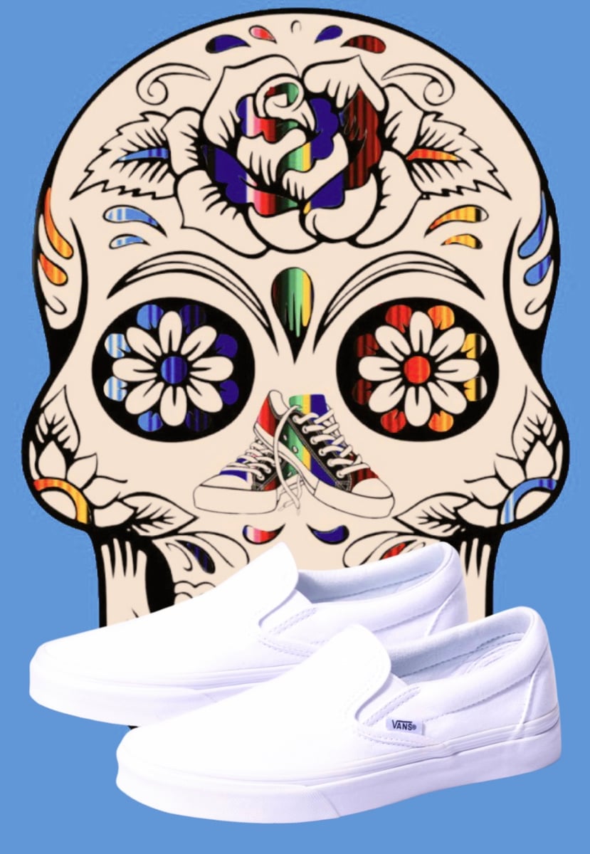 White vans slip ons custom sales