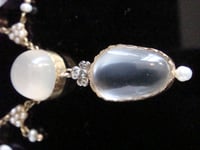 Image 2 of EDWARDIAN 15CT 18CT NATURAL LARGE MOONSTONE PEARL DIAMOND LAVALIERE NECKLACE