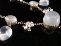 Image 3 of EDWARDIAN 15CT 18CT NATURAL LARGE MOONSTONE PEARL DIAMOND LAVALIERE NECKLACE