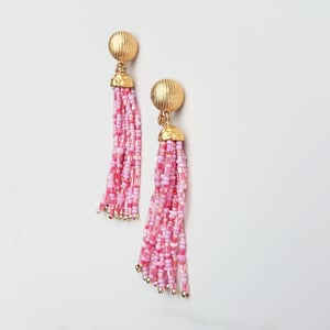 Vintage Clip-on Pink Tassel Earrings 