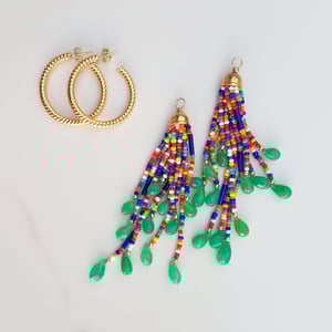 Vintage Hoop & Chrysoprase Tassel Earrings