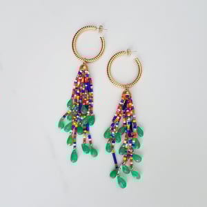 Vintage Hoop & Chrysoprase Tassel Earrings