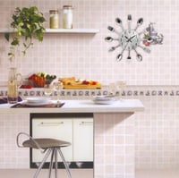 Image 5 of Silver Cutlery Kitchen Spoon Fork Wall Clock 12.6*12.6*1.58 Inch