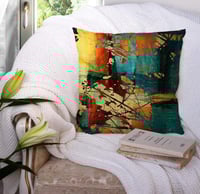 Image 4 of Abstract Art Green Red Colorful Messy Rust Painting Throw Pillow Cover Set of 2  