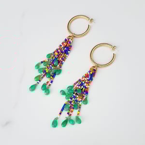 Vintage Hoop & Chrysoprase Tassel Earrings