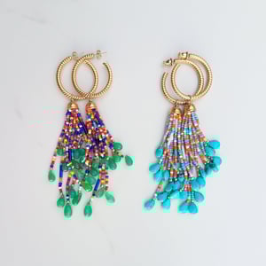 Vintage Hoop & Turquoise Tassel Earrings