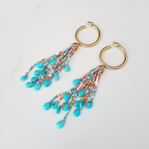 Vintage Hoop & Turquoise Tassel Earrings