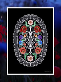 Hungarian Folk Art Embroidery and Lace Illustration Fine Art Print 