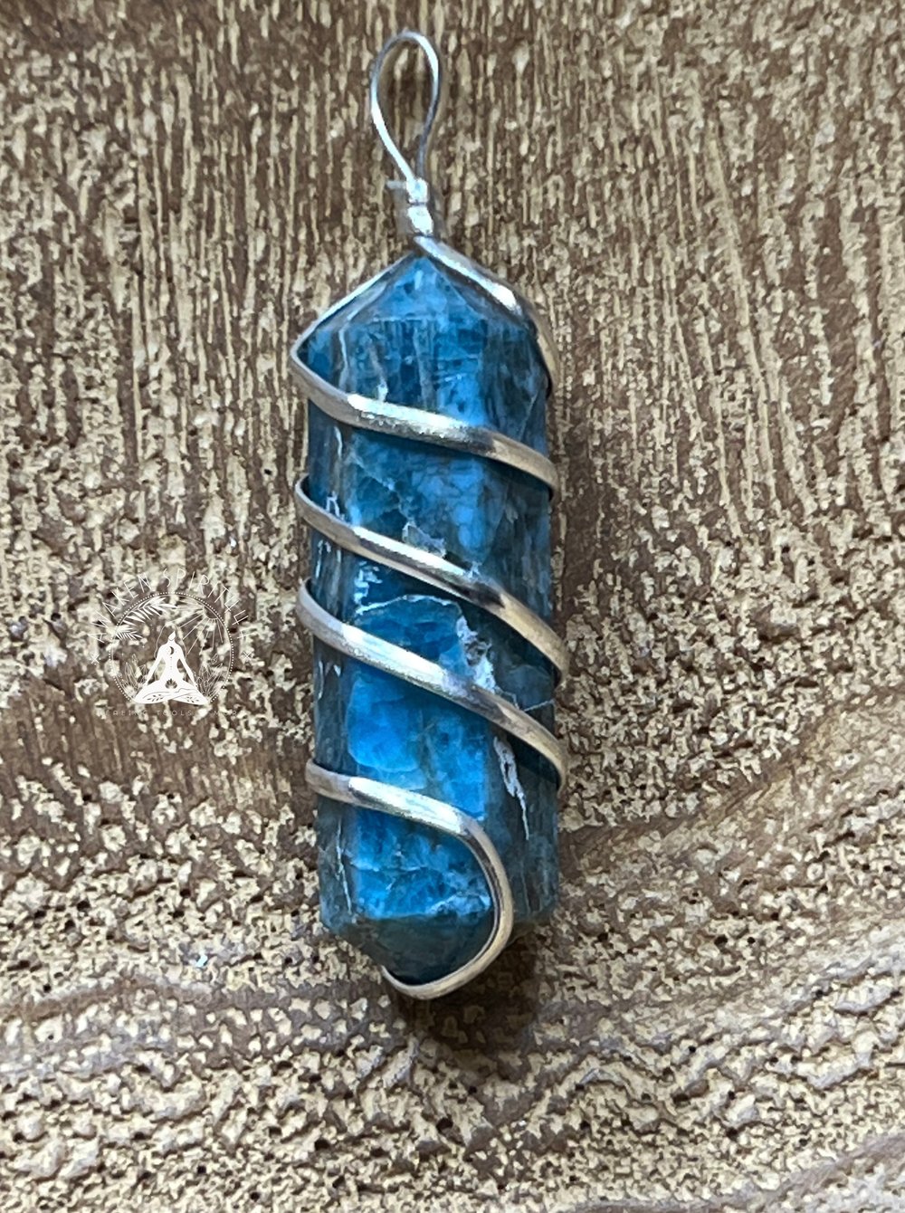 Image of Blue Apatite Wrapped Pendant 