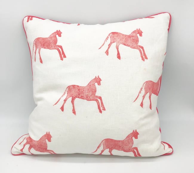 Happy red horse cushion